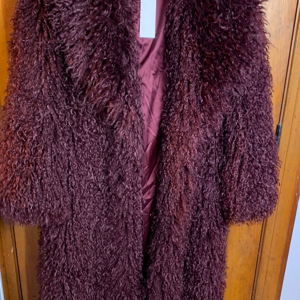 Naked Wardrobe dark plum Faux Fur plush long coat small new with tags - Picture 3 of 7